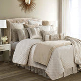 HiEnd Accents Fairfield Linen Coverlet Set FB3900-SK-SN Cream, Tan Coverlet: Face: 65% Polyester, 35% Linen, Back: 35% Cotton, 65% Polyester. Filling: 100% Polyester; BedSkirt: Skirt: 100% Polyester, Decking:100% Polyester; Standard Sham: 95% Polyester,5% Linen(2pc) 96x110x3
