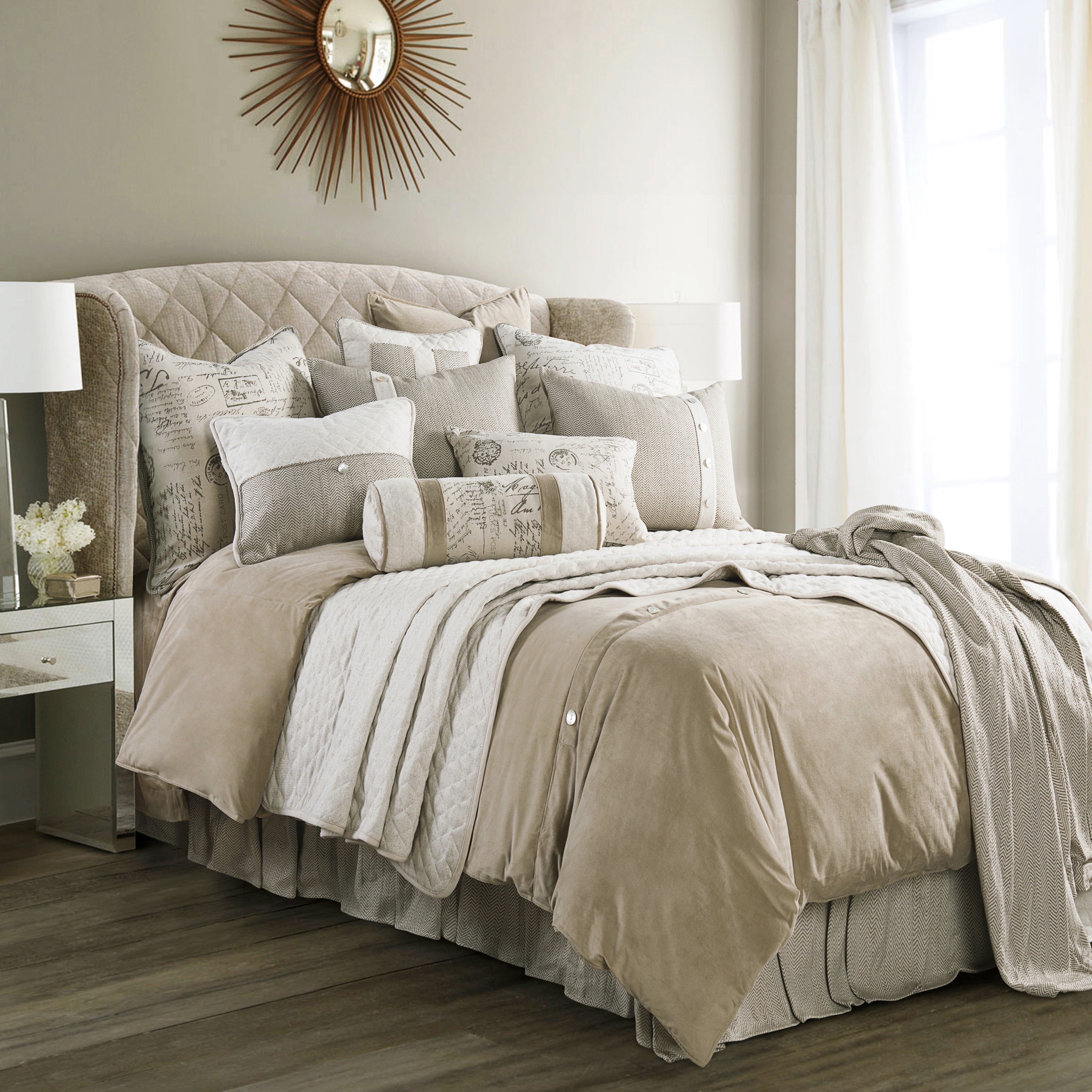 HiEnd Accents Fairfield Sand Velvet Duvet Cover