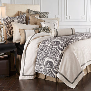 HiEnd Accents Liza White Matelassé Coverlet Set FB4162-SQ-OC Cream, Tan, Black Coverlet - Face: 68% viscose, 32% polyester; Back: 100% cotton. Bed Skirt - Skirt: 100% polyester; Decking: 100% polyester. Pillow Sham: 68% viscose, 32% polyester. 92x96x3