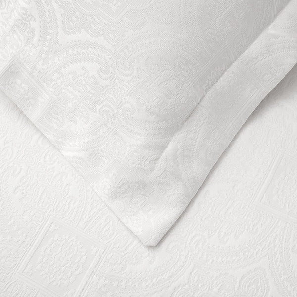HiEnd Accents Liza White Matelassé Coverlet Set FB4162-SQ-OC Cream, Tan, Black Coverlet - Face: 68% viscose, 32% polyester; Back: 100% cotton. Bed Skirt - Skirt: 100% polyester; Decking: 100% polyester. Pillow Sham: 68% viscose, 32% polyester. 92x96x3