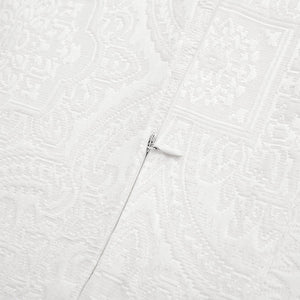 HiEnd Accents Liza White Matelassé Coverlet Set FB4162-SQ-OC Cream, Tan, Black Coverlet - Face: 68% viscose, 32% polyester; Back: 100% cotton. Bed Skirt - Skirt: 100% polyester; Decking: 100% polyester. Pillow Sham: 68% viscose, 32% polyester. 92x96x3