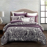 HiEnd Accents Augusta Toile Comforter Set FB4163-SK-OC Black/ White Face: 80% Polyester, 20% Cotton, Back: 100% Cotton, Filling: 100% Polyester 110x96x3