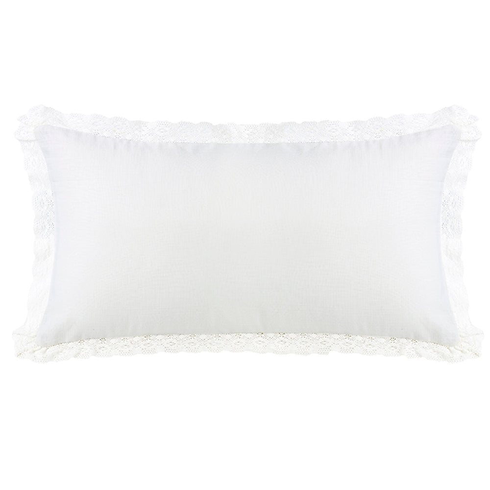 HiEnd Accents Charlotte Extra Long Off-White Lace Trim Pillow FB4900P4 Cream Shell: 100% polyester; Fill: 100% polyester 34x21x6