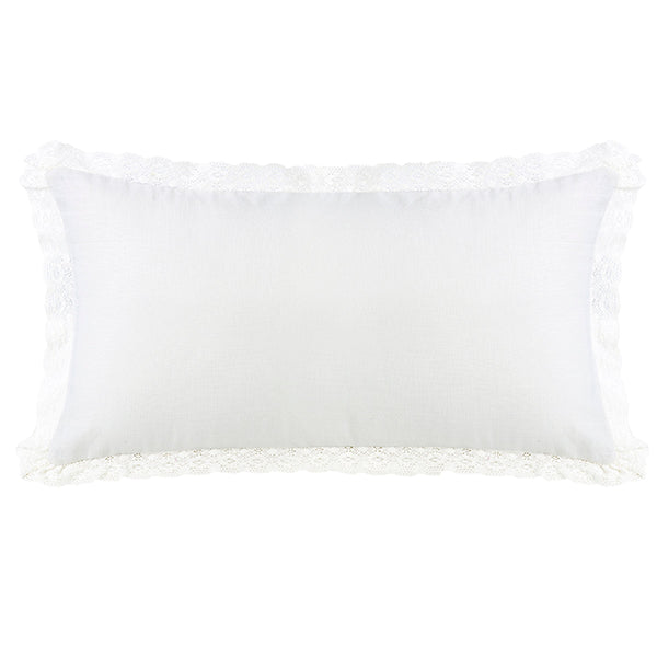 HiEnd Accents Charlotte Extra Long Off-White Lace Trim Pillow FB4900P4 Cream Shell: 100% polyester; Fill: 100% polyester 34x21x6