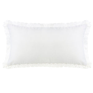 HiEnd Accents Charlotte Extra Long Off-White Lace Trim Pillow FB4900P4 Cream Shell: 100% polyester; Fill: 100% polyester 34x21x6