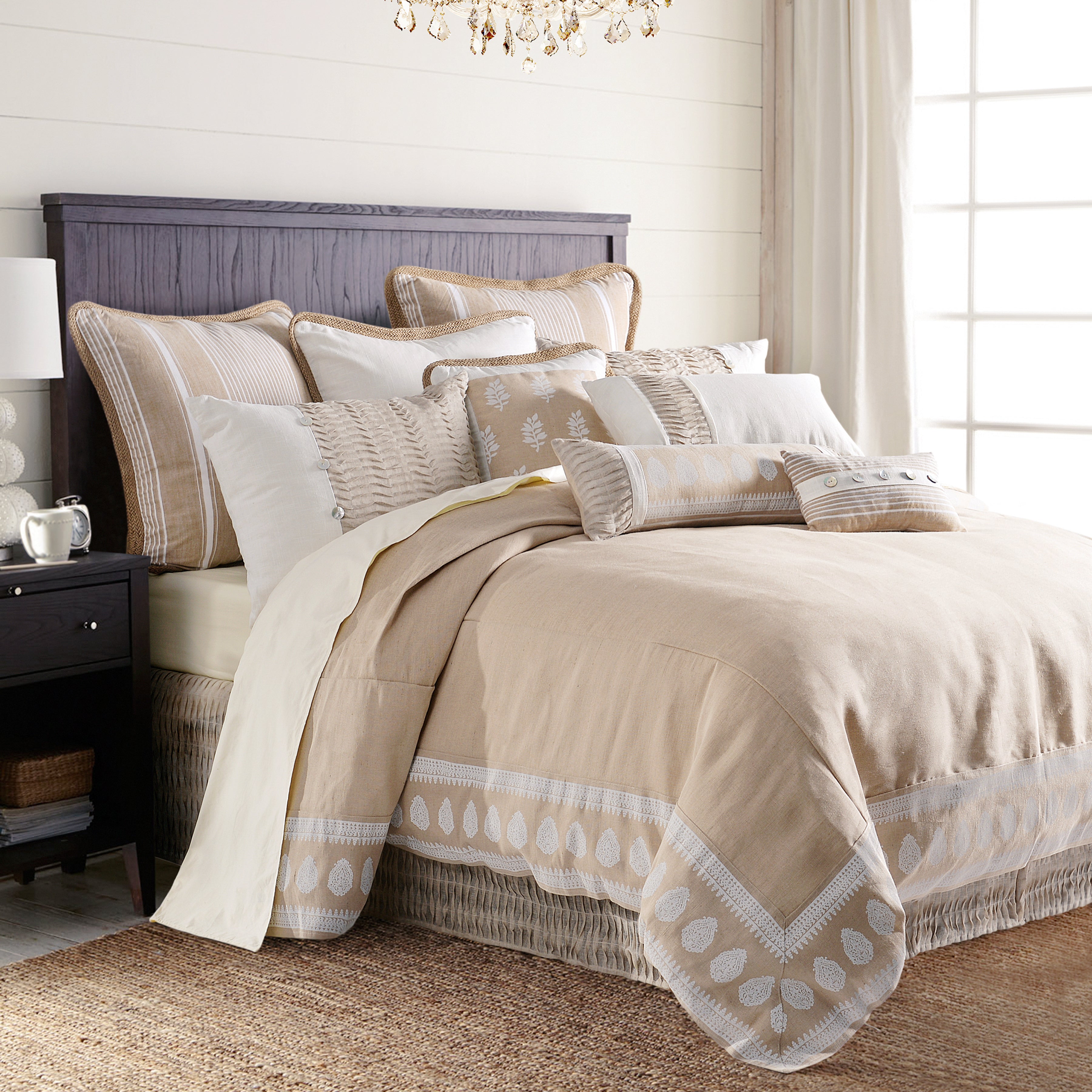 HiEnd Accents Cream Newport Duvet Cover Set - Thumbnail 2