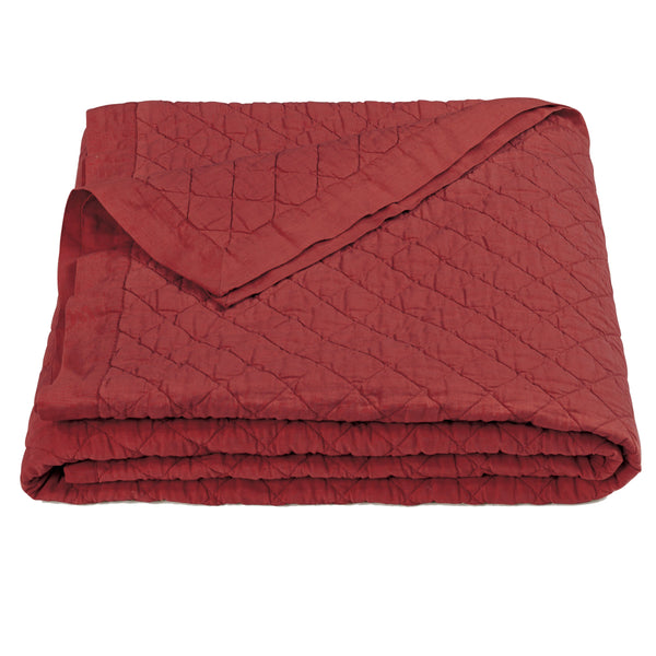 HiEnd Accents Linen Cotton Diamond Quilt FB6100-FQ-RD Red Face: 55% linen, 45% cotton; Back: 100% cotton; Fill: 100% polyester 92x92x0.5