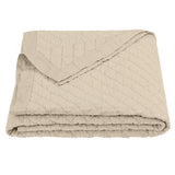 HiEnd Accents Linen Cotton Diamond Quilt FB6100-KG-LT Light Tan Face: 55% linen, 45% cotton; Back: 100% cotton; Fill: 100% polyester 102x92x0.5