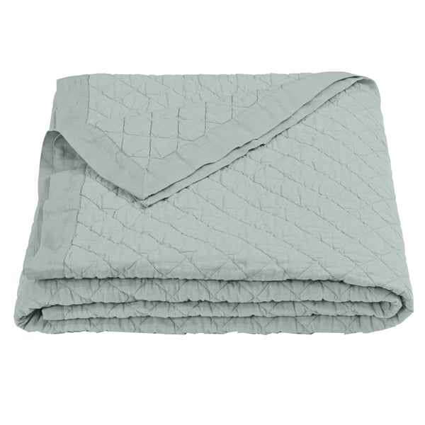 HiEnd Accents Linen Cotton Diamond Quilt FB6100-TW-SG Seaglass Face: 55% linen, 45% cotton; Back: 100% cotton; Fill: 100% polyester 64x84x0.5