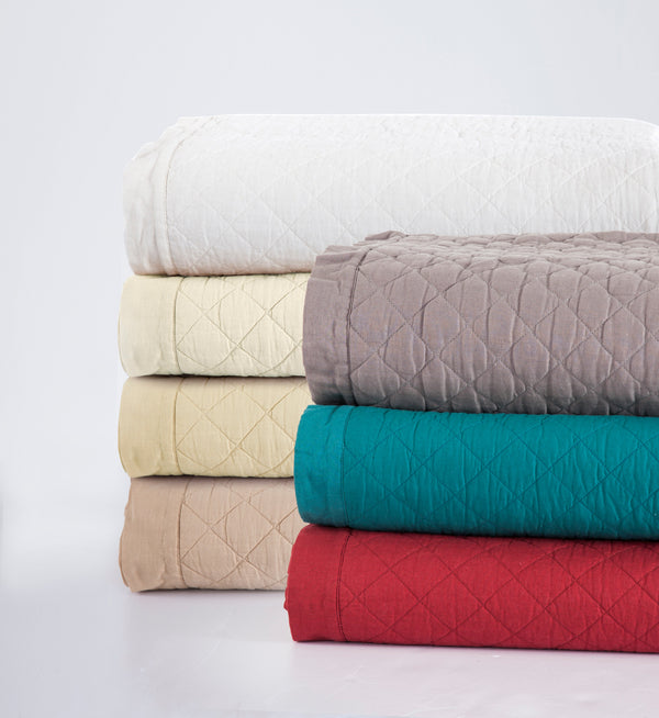 HiEnd Accents Linen Cotton Diamond Quilt FB6100-TW-VW Vintage White Face: 55% linen, 45% cotton; Back: 100% cotton; Fill: 100% polyester 64x84x0.5