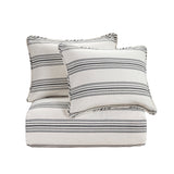 HiEnd Accents Prescott Duvet Cover Set FB6200-SQ-BK White, Black Duvet Cover - Face: 100% polyester; Back: 100% cotton. Pillow Sham: 100% Polyester 92.0 x 96.0 x 1.5