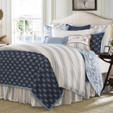 HiEnd Accents Prescott Duvet Cover Set FB6200-SQ-NA White, Navy Duvet: Face: 100% Polyester, Back: 100% Cotton; King Sham: 100% Polyester (2pc) 92x96x0.5