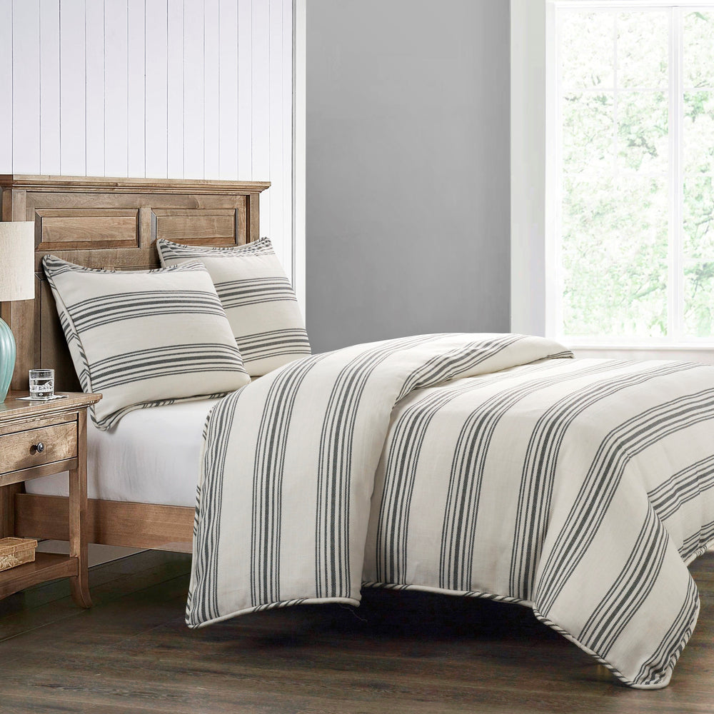 HiEnd Accents Prescott Duvet Cover Set FB6200-SQ-BK White, Black Duvet Cover - Face: 100% polyester; Back: 100% cotton. Pillow Sham: 100% Polyester 92.0 x 96.0 x 1.5