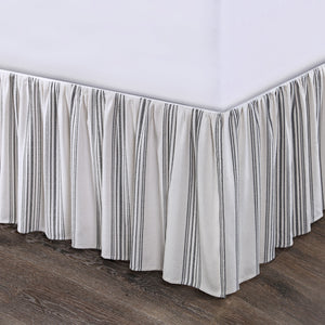 HiEnd Accents Prescott Stripe Bed Skirt FB6200BS-KG-BK Cream, Black Skirt: 100% polyester; Decking:100% polyester 78x80x17