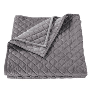 HiEnd Accents Velvet Diamond Quilt FB6300-KG-GR Gray Face: 100% polyester; Back: 100% cotton; Fill: 100% polyester 110x96x1