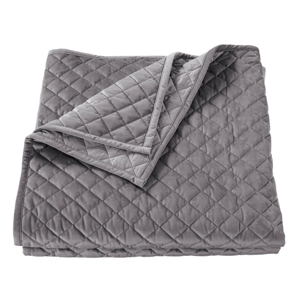 HiEnd Accents Velvet Diamond Quilt FB6300-KG-GR Gray Face: 100% polyester; Back: 100% cotton; Fill: 100% polyester 110x96x1