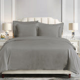 HiEnd Accents Velvet Duvet Cover Set FB6300DS-SQ-GY Gray 100% Polyester 92x96x0.5