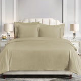 HiEnd Accents Velvet Duvet Cover Set FB6300DS-SQ-OM Oatmeal 100% Polyester 92x96x0.5
