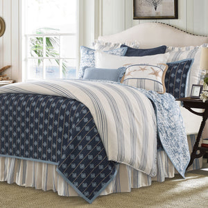 HiEnd Accents Prescott Comforter Set FB6400-SK-NA Navy Comforter face 100% cotton, insert fill 100% polyester. 110x96x1