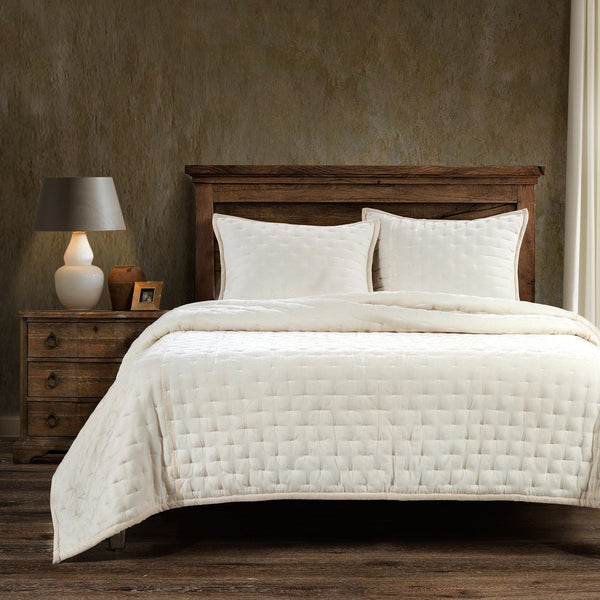 HiEnd Accents Stella Faux Silk Velvet Quilt FB6700-TW-ST Stone Face: 70% rayon, 30% nylon; Lining: 100% cotton 68x88x1