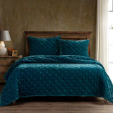 HiEnd Accents Stella Faux Silk Velvet Quilt FB6700-TW-TL Teal Face: 70% rayon, 30% nylon; Lining: 100% cotton 68x88
