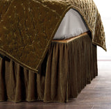 HiEnd Accents Stella Faux Silk Velvet Bed Skirt FB6800BS-KG-GO Green Ochre 70% rayon, 30% nylon 78x80x18