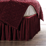 HiEnd Accents Stella Faux Silk Velvet Bed Skirt FB6800BS-KG-RD Garnet Red 70% rayon, 30% nylon 78x80x18