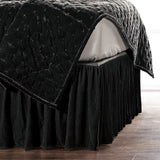 HiEnd Accents Stella Faux Silk Velvet Bed Skirt FB6800BS-QN-BK Black 70% rayon, 30% nylon 60x80x18