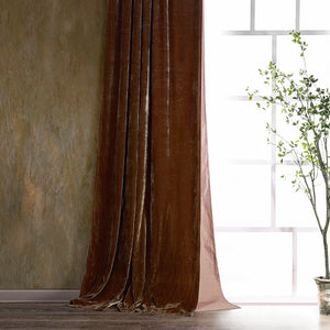 HiEnd Accents Stella Faux Silk Velvet Curtain FB6800CU-OS-CB Copper Brown Face: 70% rayon, 30% nylon; Lining: 100% cotton 48x108x0.2