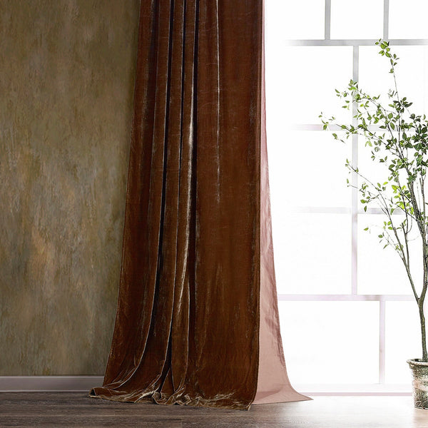 HiEnd Accents Stella Faux Silk Velvet Curtain FB6800CU-OS-CB Copper Brown Face: 70% rayon, 30% nylon; Lining: 100% cotton 48x108x0.2