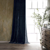 HiEnd Accents Stella Faux Silk Velvet Curtain FB6800CU-OS-MB Midnight Blue Face: 70% rayon, 30% nylon; Lining: 100% cotton 48x108x0.2