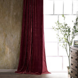 HiEnd Accents Stella Faux Silk Velvet Curtain FB6800CU-OS-RD Garnet Red Face: 70% rayon, 30% nylon; Lining: 100% cotton 48x108x0.2