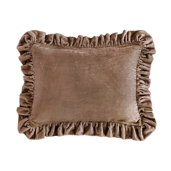 HiEnd Accents Stella Faux Silk Velvet Ruffled Dutch Euro Pillow FB6800D2-OS-DR Dusty Rose Shell: 70% rayon, 30% nylon; Fill: 100% waterfowl feathers 27x39