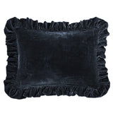 HiEnd Accents Stella Faux Silk Velvet Ruffled Dutch Euro Pillow FB6800D2-OS-MB Midnight Blue Shell: 70% rayon, 30% nylon; Fill: 100% waterfowl feathers 27x39