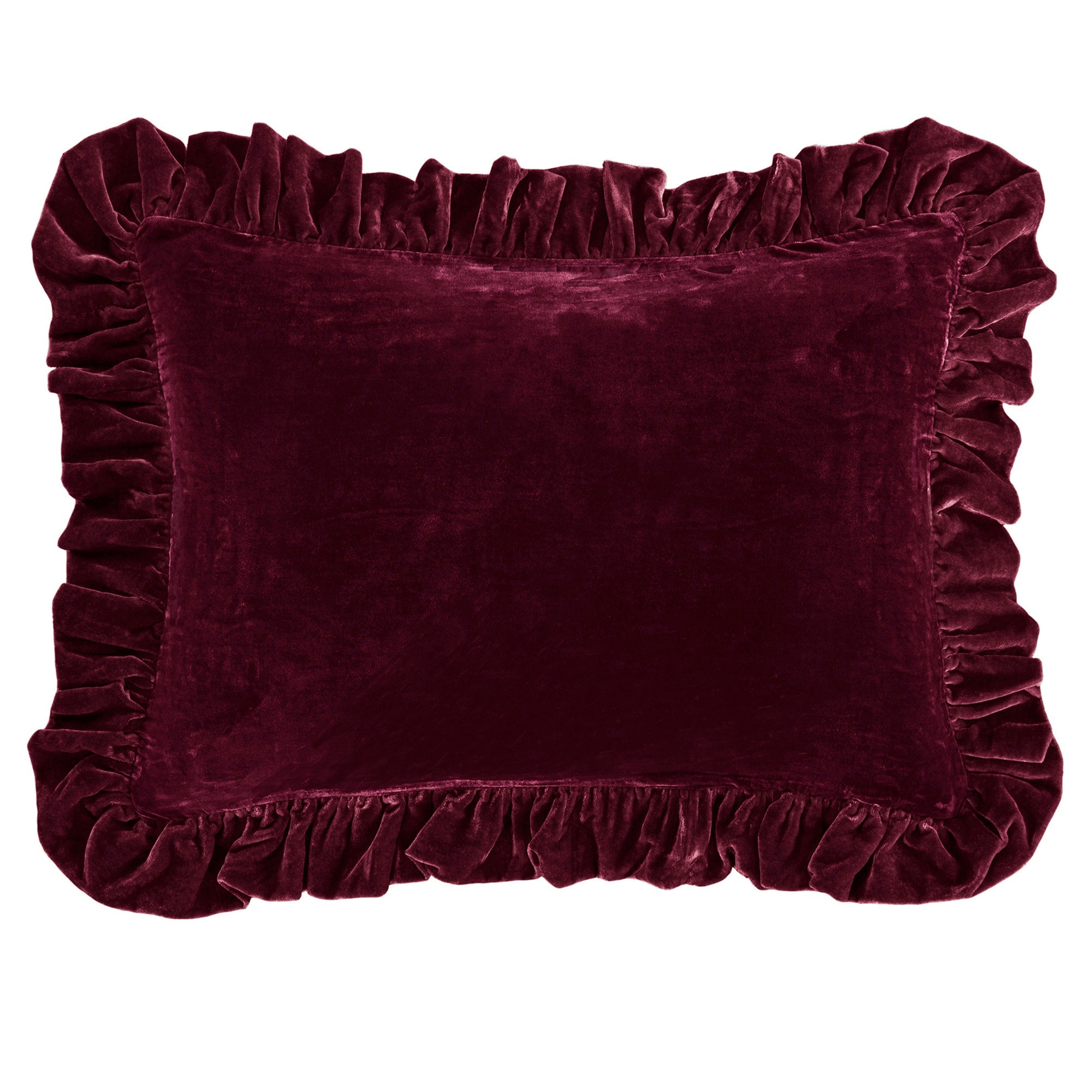 Stella Faux Silk Velvet Long Ruffled Pillow - Thumbnail 2