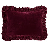 HiEnd Accents Stella Faux Silk Velvet Ruffled Dutch Euro Pillow FB6800D2-OS-RD Garnet Red Shell: 70% rayon, 30% nylon; Fill: 100% waterfowl feathers 27x39