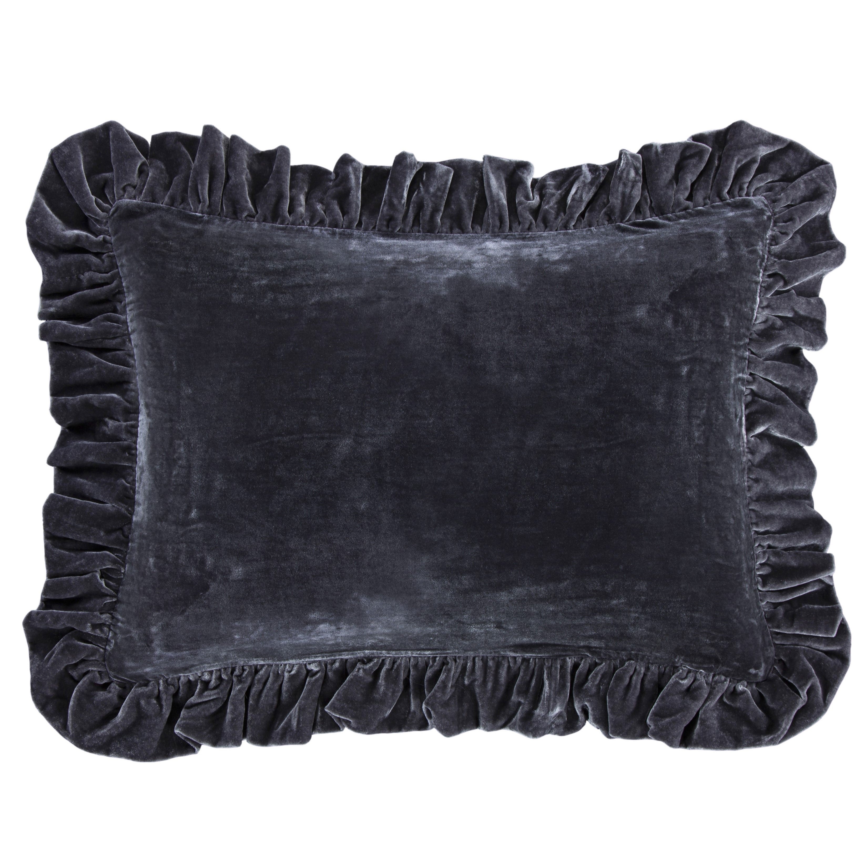 Stella Faux Silk Velvet Long Ruffled Pillow - Thumbnail 3