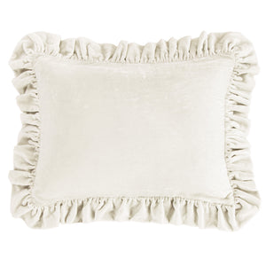 HiEnd Accents Stella Faux Silk Velvet Ruffled Dutch Euro Pillow FB6800D2-OS-ST Stone Shell: 70% rayon, 30% nylon; Fill: 100% waterfowl feathers 27x39