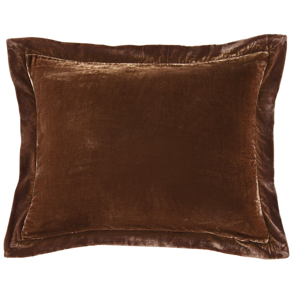 HiEnd Accents Stella Faux Silk Velvet Flanged Dutch Euro Pillow FB6800DE-OS-CB Copper Brown Shell: 70% rayon, 30% nylon; Fill: 100% waterfowl feathers 27 x 39 x 5