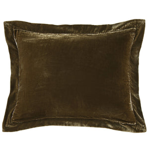 HiEnd Accents Stella Faux Silk Velvet Flanged Dutch Euro Pillow FB6800DE-OS-GO Green Ochre Shell: 70% rayon, 30% nylon; Fill: 100% waterfowl feathers 27 x 39 x 5