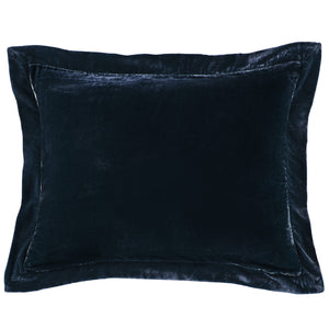 HiEnd Accents Stella Faux Silk Velvet Flanged Dutch Euro Pillow FB6800DE-OS-MB Midnight Blue Shell: 70% rayon, 30% nylon; Fill: 100% waterfowl feathers 27 x 39 x 5