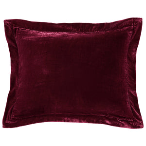 HiEnd Accents Stella Faux Silk Velvet Flanged Dutch Euro Pillow FB6800DE-OS-RD Garnet Red Shell: 70% rayon, 30% nylon; Fill: 100% waterfowl feathers 27x39