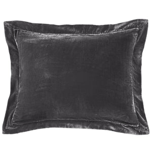 HiEnd Accents Stella Faux Silk Velvet Flanged Dutch Euro Pillow FB6800DE-OS-SL Slate Shell: 70% rayon, 30% nylon; Fill: 100% waterfowl feathers 27 x 39 x 5
