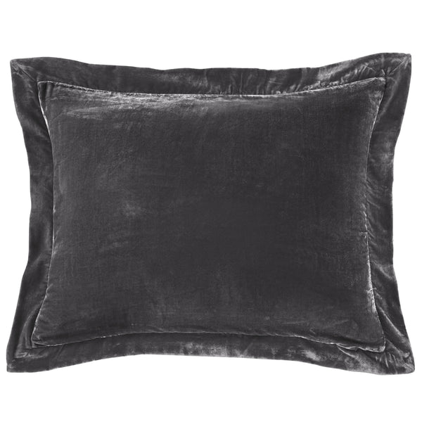 HiEnd Accents Stella Faux Silk Velvet Flanged Dutch Euro Pillow FB6800DE-OS-SL Slate Shell: 70% rayon, 30% nylon; Fill: 100% waterfowl feathers 27 x 39 x 5