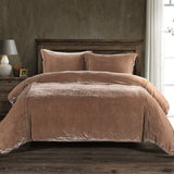 HiEnd Accents Stella Faux Silk Velvet Duvet Cover Set FB6800DS-SK-DR Dusty Rose Face: 70% rayon, 30% nylon; Back: 100% cotton; Lining: 100% polyester 110x96x0.5