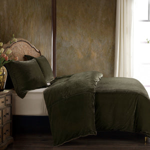 HiEnd Accents Stella Faux Silk Velvet Duvet Cover Set FB6800DS-SK-FG Fern Green Face: 70% rayon, 30% nylon; Back: 100% cotton; Lining: 100% polyester 110.0 x 96.0 x 0.5