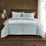 HiEnd Accents Stella Faux Silk Velvet Duvet Cover Set FB6800DS-SK-IB Icy Blue Face: 30% Nylon, 70% Rayon, Lining: 100% Polyester, Back: 100% Cotton 110x96x0.5