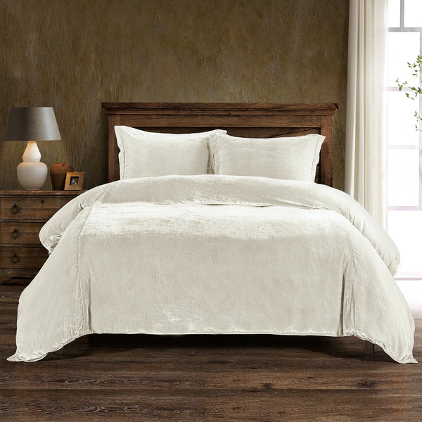 HiEnd Accents Stella Faux Silk Velvet Duvet Cover Set FB6800DS-SQ-ST Stone Face: 30% Nylon, 70% Rayon, Lining: 100% Polyester, Back: 100% Cotton 92x96x0.5