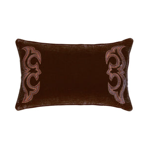 HiEnd Accents Stella Boot Stitch Faux Silk Velvet Lumbar Pillow FB6800P3-OS-CB Copper Brown Shell: 70% rayon, 30% nylon; Fill: 100% waterfowl feathers 14 x 24 x 4