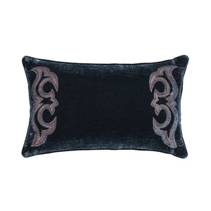 HiEnd Accents Stella Boot Stitch Faux Silk Velvet Lumbar Pillow FB6800P3-OS-MB Midnight Blue Shell: 70% rayon, 30% nylon; Fill: 100% waterfowl feathers 14 x 24 x 4